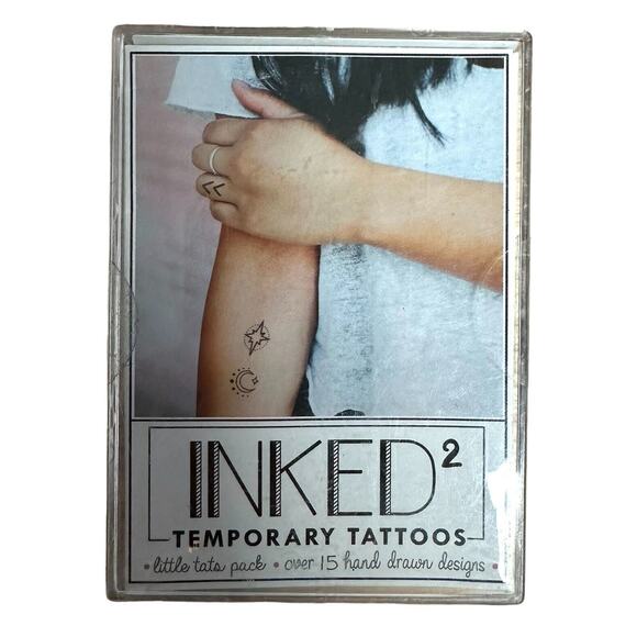 Lot of 2 INKED2 Temporary Tattoos Little & Tiny Tats Packs - Over 15 Design Each - Picture 2 of 5